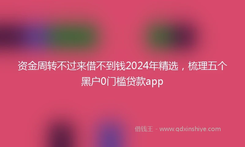 资金周转不过来借不到钱2024年精选，梳理五个黑户0门槛贷款app