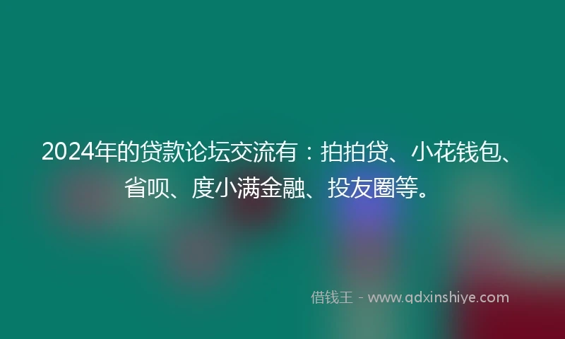 2024年的贷款论坛交流有：拍拍贷、小花钱包、省呗、度小满金融、投友圈等。