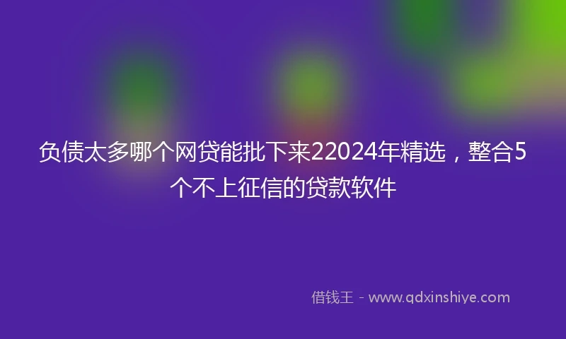 负债太多哪个网贷能批下来22024年精选，整合5个不上征信的贷款软件