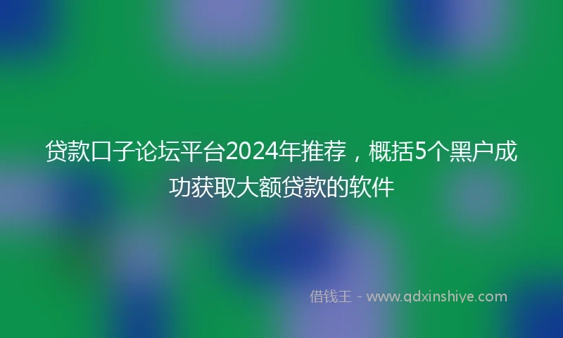 贷款口子论坛平台2024年推荐，概括5个黑户成功获取大额贷款的软件