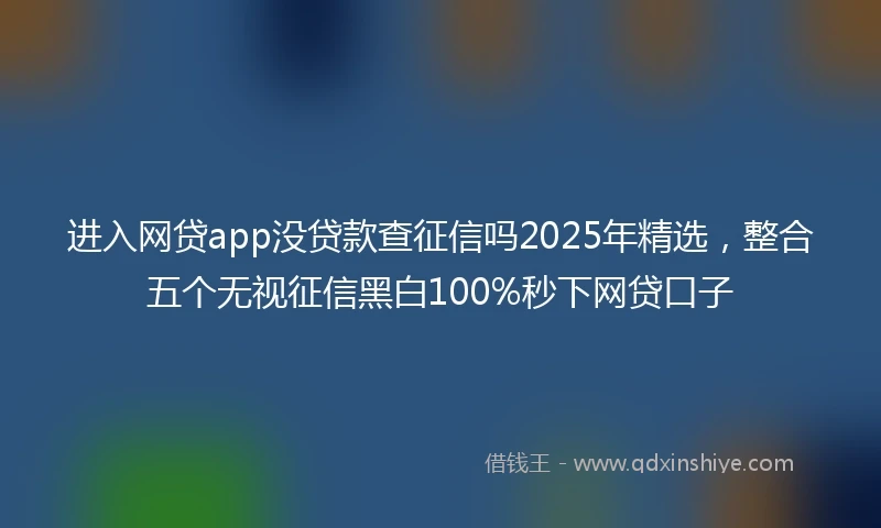 进入网贷app没贷款查征信吗2025年精选，整合五个无视征信黑白100%秒下网贷口子