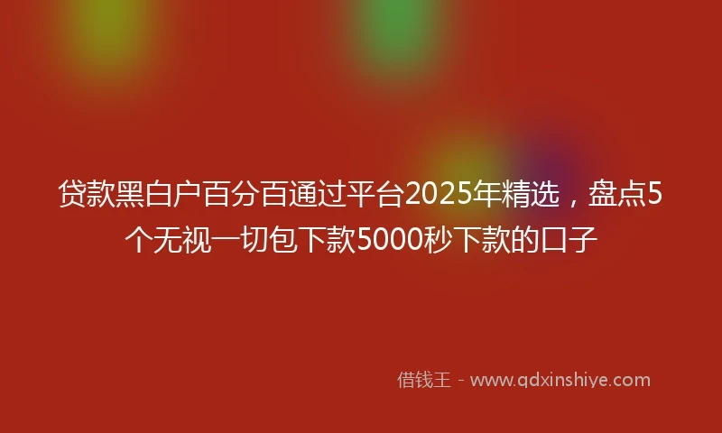 贷款黑白户百分百通过平台2025年精选，盘点5个无视一切包下款5000秒下款的口子