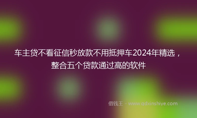车主贷不看征信秒放款不用抵押车2024年精选，整合五个贷款通过高的软件