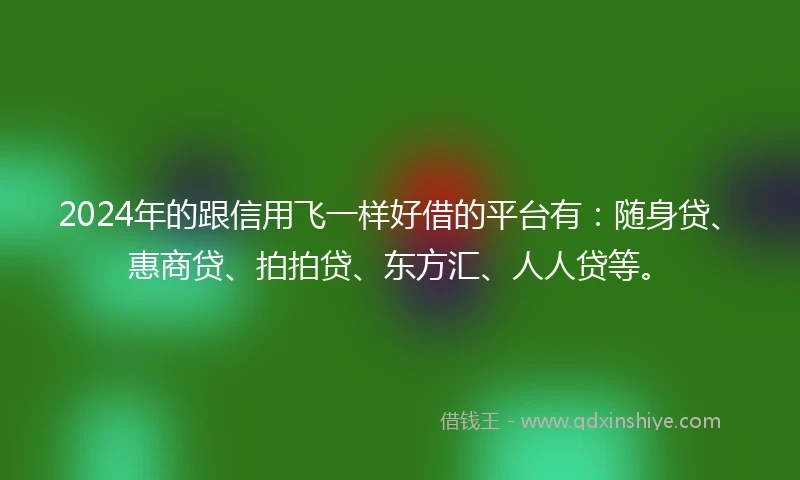 2024年的跟信用飞一样好借的平台有：随身贷、惠商贷、拍拍贷、东方汇、人人贷等。
