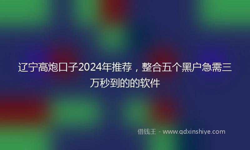 辽宁高炮口子2024年推荐，整合五个黑户急需三万秒到的的软件
