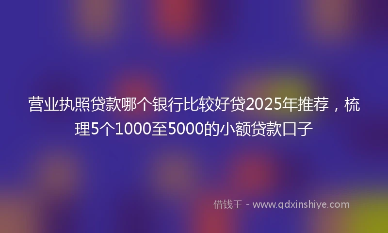 营业执照贷款哪个银行比较好贷2025年推荐，梳理5个1000至5000的小额贷款口子