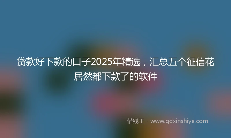 贷款好下款的口子2025年精选，汇总五个征信花居然都下款了的软件