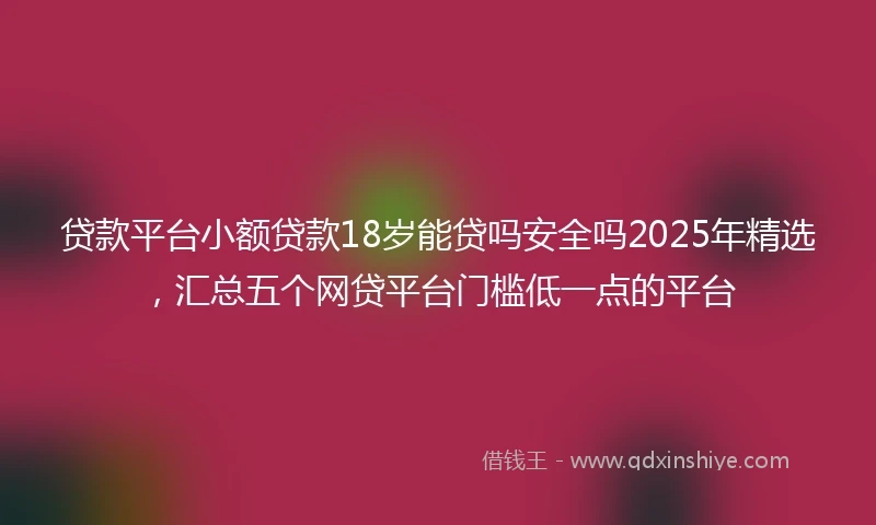 贷款平台小额贷款18岁能贷吗安全吗2025年精选，汇总五个网贷平台门槛低一点的平台