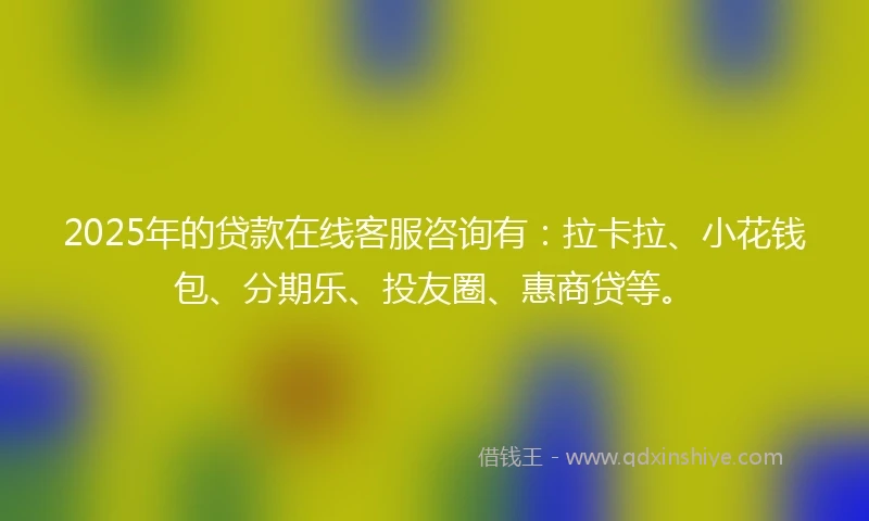 2025年的贷款在线客服咨询有：拉卡拉、小花钱包、分期乐、投友圈、惠商贷等。