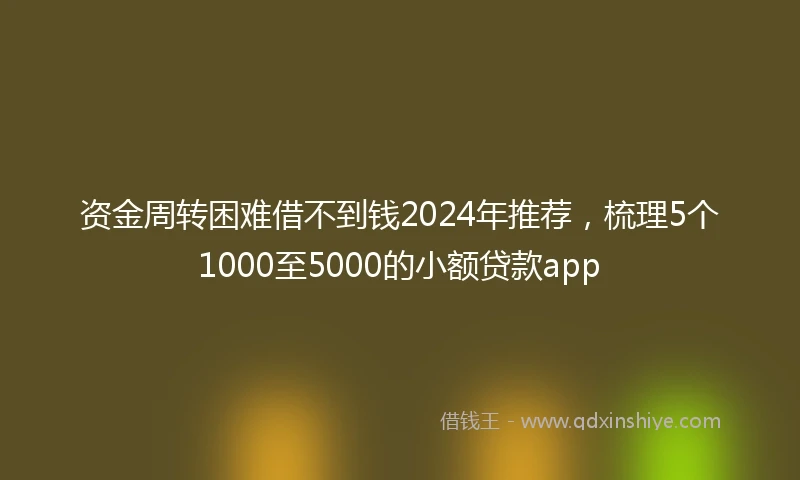资金周转困难借不到钱2024年推荐,梳理5个1000至5000的小额贷款app