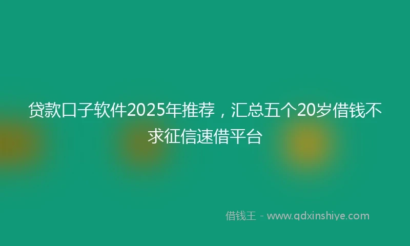 贷款口子软件2025年推荐，汇总五个20岁借钱不求征信速借平台