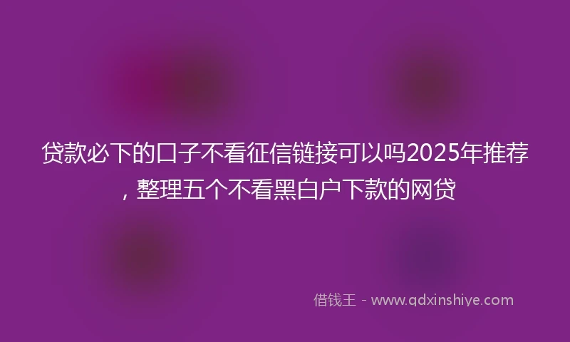 贷款必下的口子不看征信链接可以吗2025年推荐，整理五个不看黑白户下款的网贷