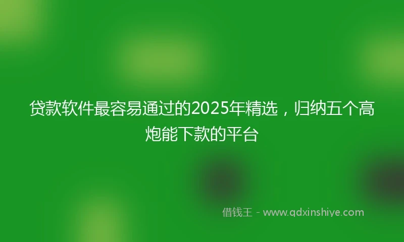 贷款软件最容易通过的2025年精选，归纳五个高炮能下款的平台