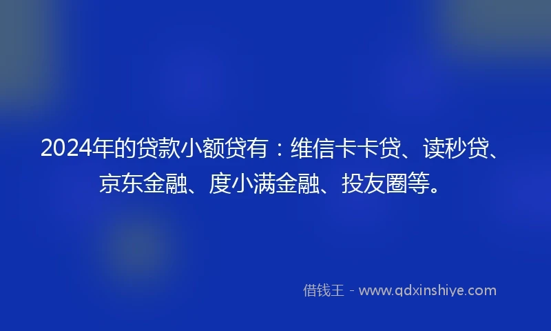 2024年的贷款小额贷有:维信卡卡贷、读秒贷、京东金融、度小满金融、投友圈等。