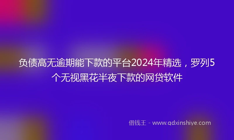 负债高无逾期能下款的平台2024年精选，罗列5个无视黑花半夜下款的网贷软件