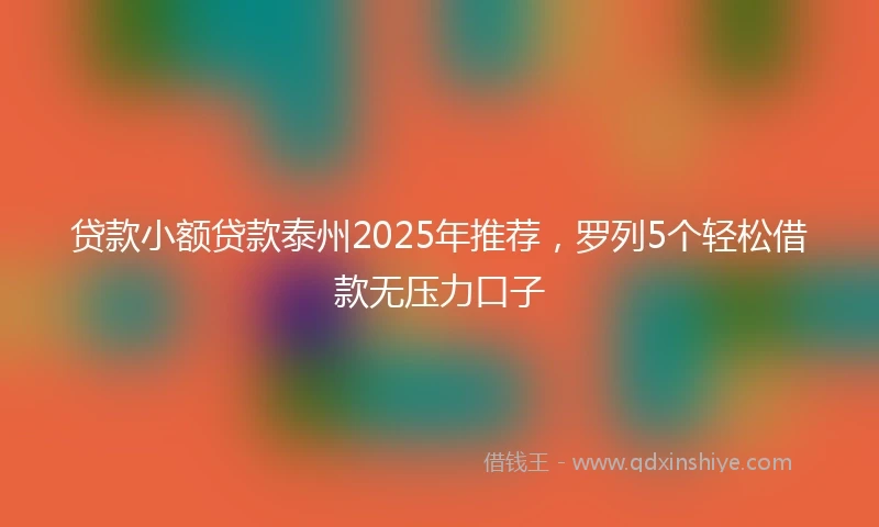 贷款小额贷款泰州2025年推荐，罗列5个轻松借款无压力口子