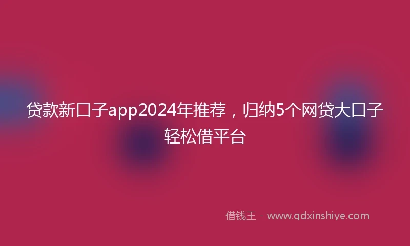 贷款新口子app2024年推荐，归纳5个网贷大口子轻松借平台