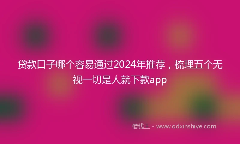 贷款口子哪个容易通过2024年推荐，梳理五个无视一切是人就下款app
