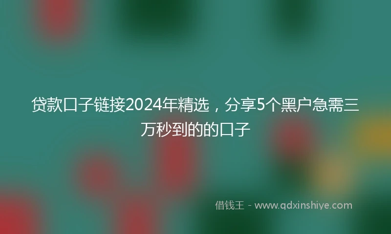 贷款口子链接2024年精选，分享5个黑户急需三万秒到的的口子