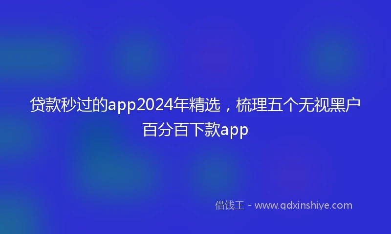 贷款秒过的app2024年精选，梳理五个无视黑户百分百下款app