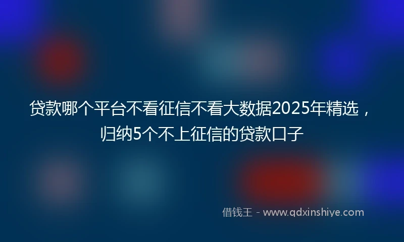贷款哪个平台不看征信不看大数据2025年精选，归纳5个不上征信的贷款口子