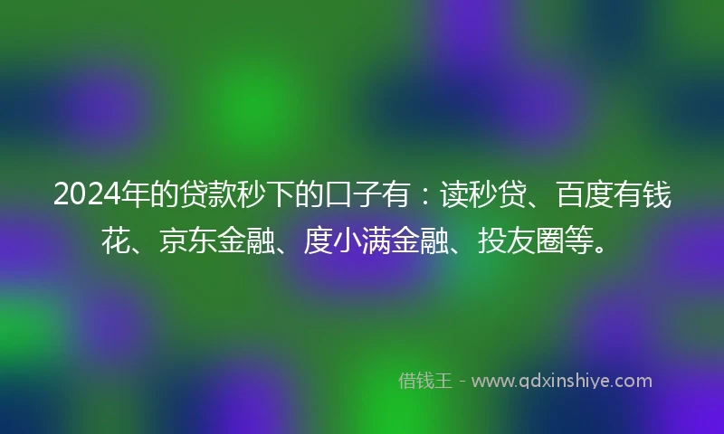 2024年的贷款秒下的口子有：读秒贷、百度有钱花、京东金融、度小满金融、投友圈等。