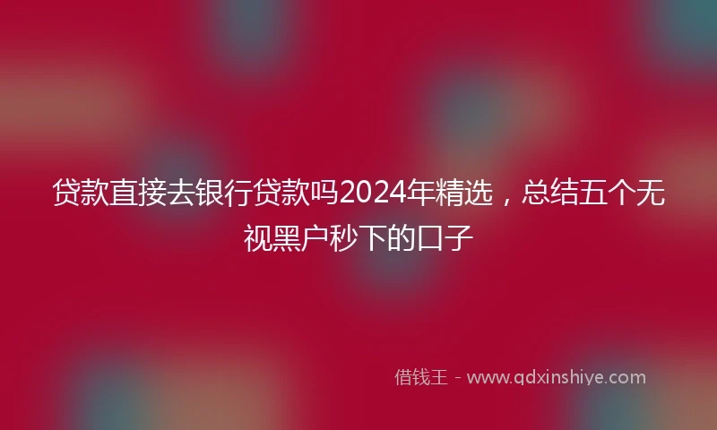 贷款直接去银行贷款吗2024年精选，总结五个无视黑户秒下的口子