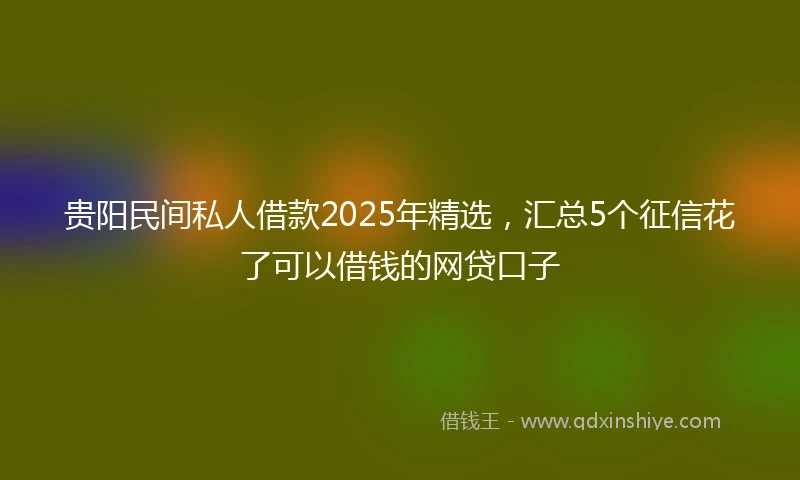 贵阳民间私人借款2025年精选，汇总5个征信花了可以借钱的网贷口子
