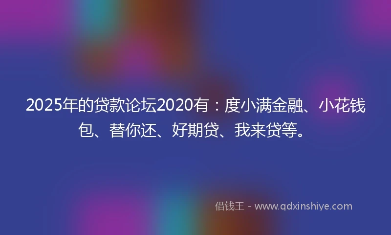 2025年的贷款论坛2020有：度小满金融、小花钱包、替你还、好期贷、我来贷等。