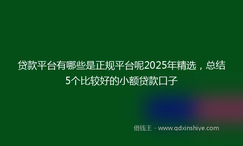 贷款平台有哪些是正规平台呢2025年精选，总结5个比较好的小额贷款口子