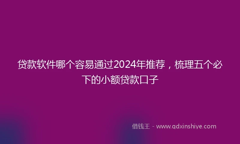 贷款软件哪个容易通过2024年推荐，梳理五个必下的小额贷款口子