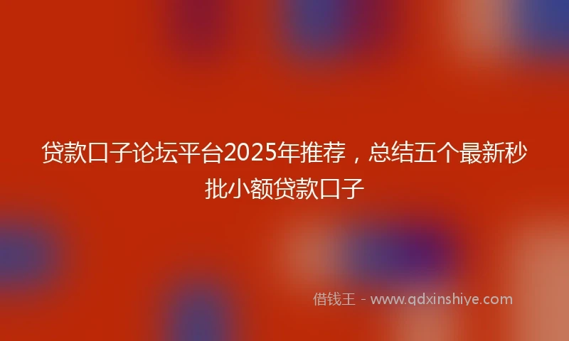 贷款口子论坛平台2025年推荐，总结五个最新秒批小额贷款口子