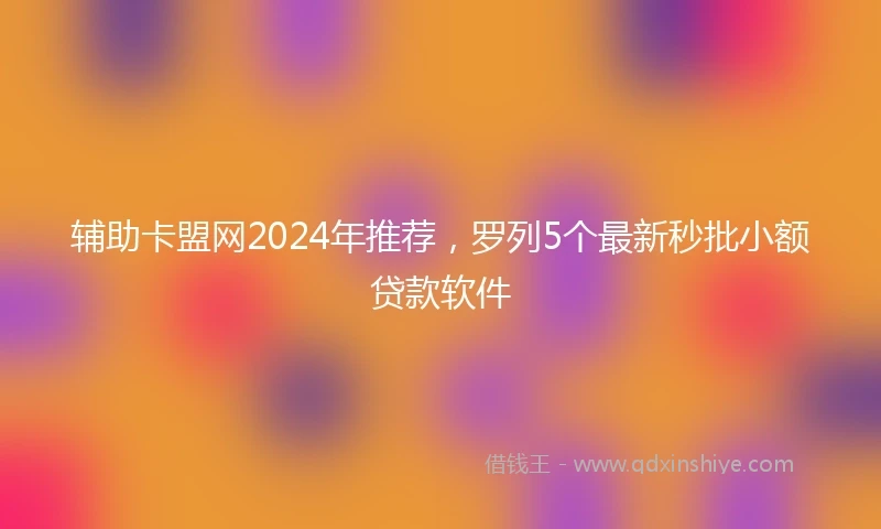 辅助卡盟网2024年推荐，罗列5个最新秒批小额贷款软件