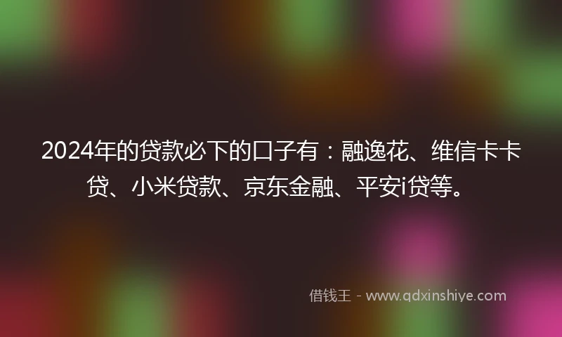 2024年的贷款必下的口子有：融逸花、维信卡卡贷、小米贷款、京东金融、平安i贷等。