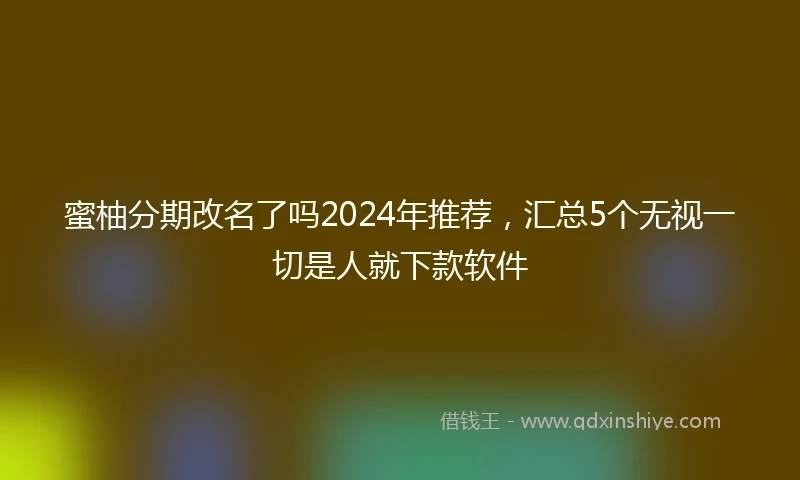 蜜柚分期改名了吗2024年推荐，汇总5个无视一切是人就下款软件