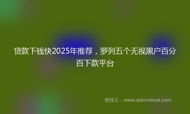 贷款下钱快2025年推荐，罗列五个无视黑户百分百下款平台