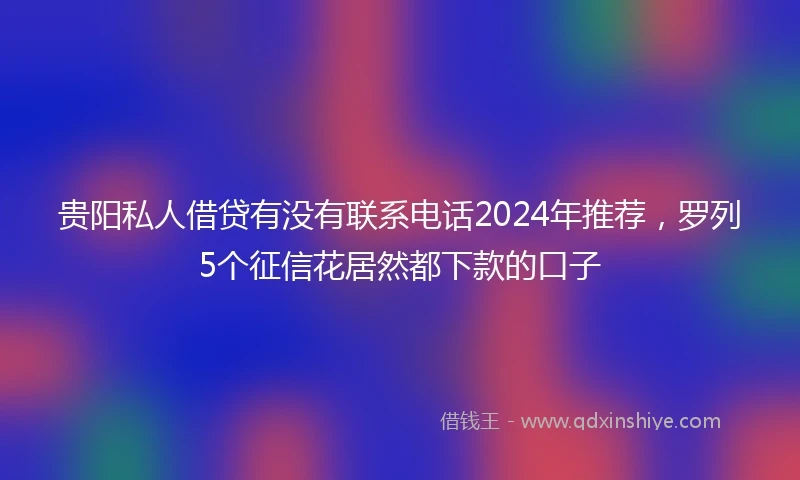贵阳私人借贷有没有联系电话2024年推荐，罗列5个征信花居然都下款的口子