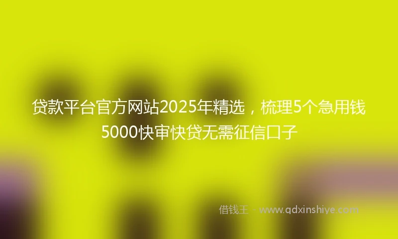贷款平台官方网站2025年精选，梳理5个急用钱5000快审快贷无需征信口子