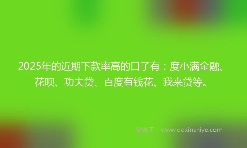 2025年的近期下款率高的口子有：度小满金融、花呗、功夫贷、百度有钱花、我来贷等。