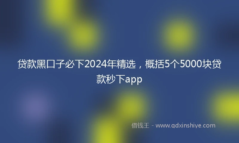 贷款黑口子必下2024年精选，概括5个5000块贷款秒下app