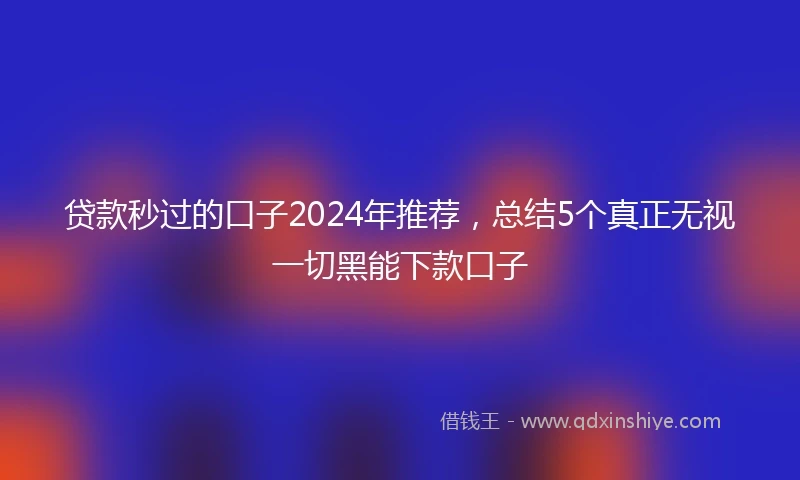 贷款秒过的口子2024年推荐，总结5个真正无视一切黑能下款口子