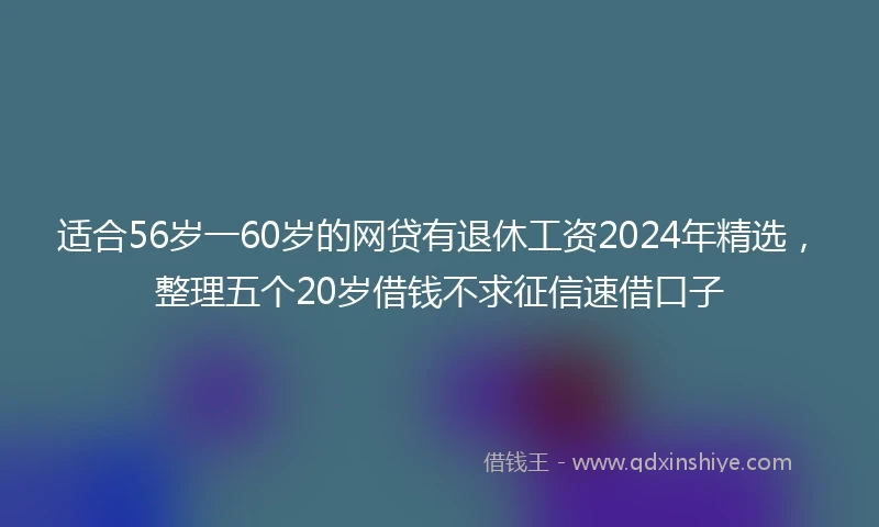 适合56岁一60岁的网贷有退休工资2024年精选，整理五个20岁借钱不求征信速借口子