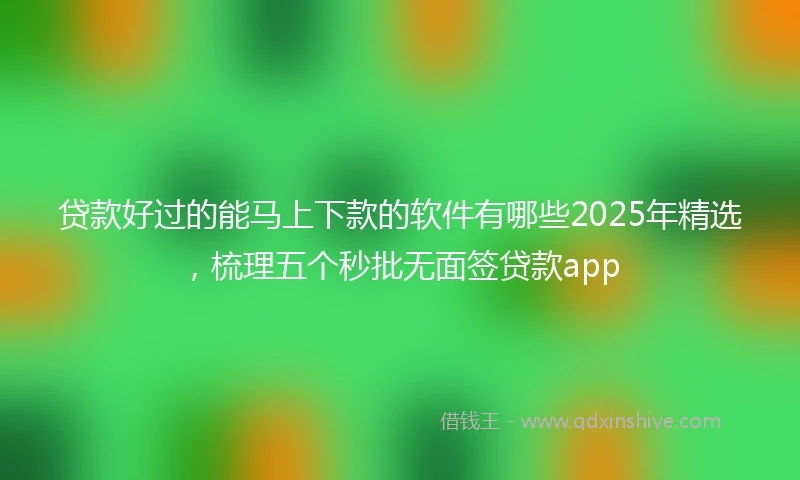贷款好过的能马上下款的软件有哪些2025年精选，梳理五个秒批无面签贷款app