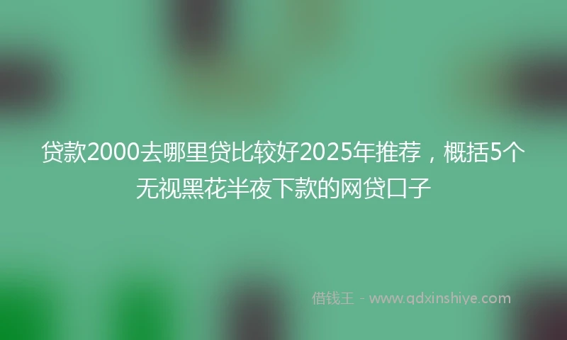 贷款2000去哪里贷比较好2025年推荐，概括5个无视黑花半夜下款的网贷口子