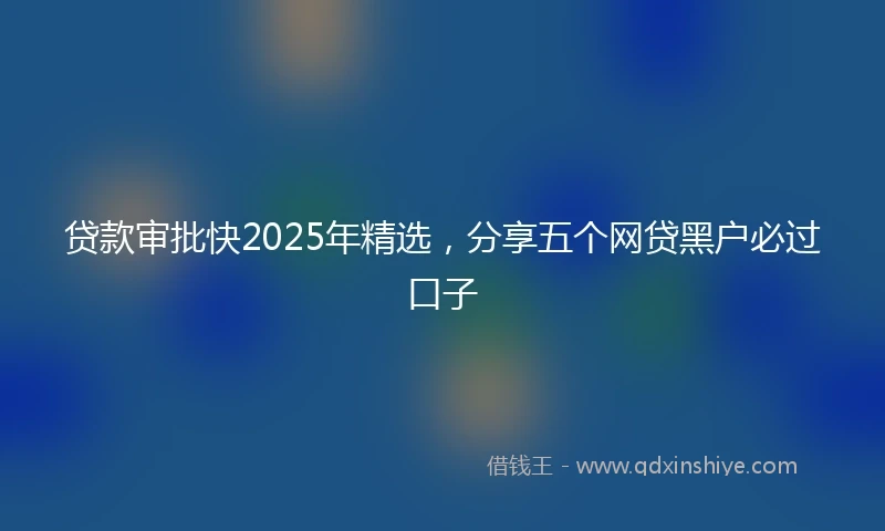 贷款审批快2025年精选，分享五个网贷黑户必过口子