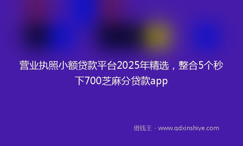 营业执照小额贷款平台2025年精选，整合5个秒下700芝麻分贷款app