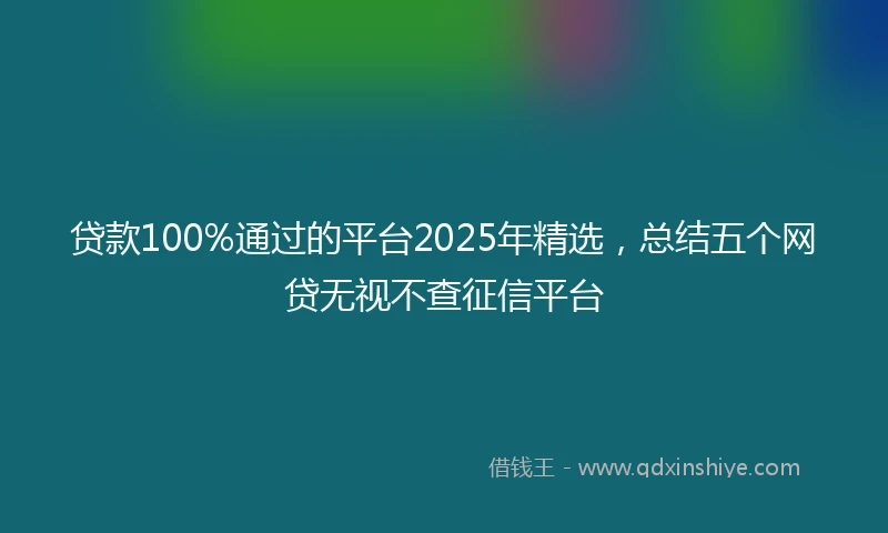 贷款100%通过的平台2025年精选，总结五个网贷无视不查征信平台