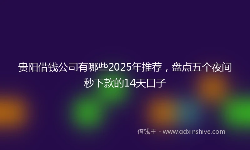 贵阳借钱公司有哪些2025年推荐，盘点五个夜间秒下款的14天口子