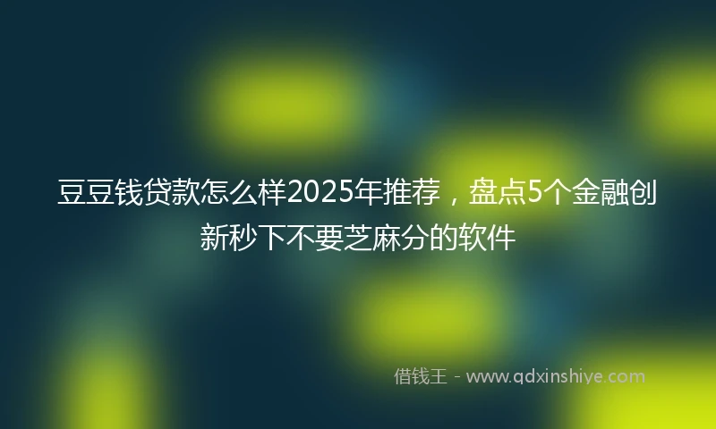 豆豆钱贷款怎么样2025年推荐，盘点5个金融创新秒下不要芝麻分的软件