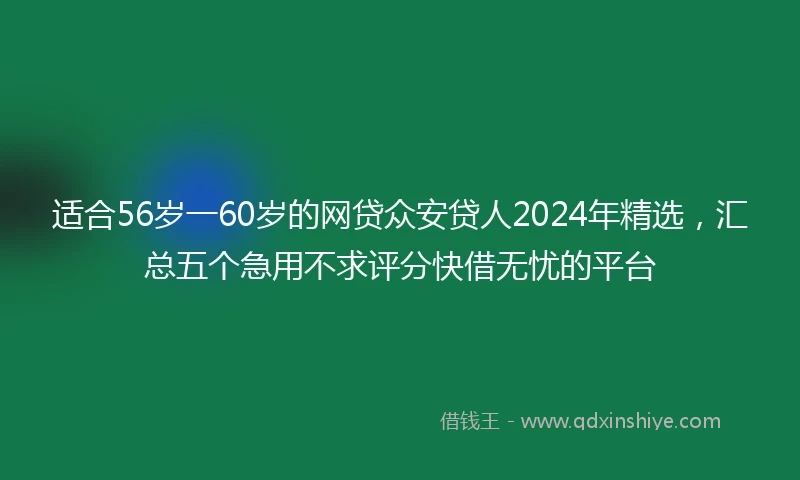 适合56岁一60岁的网贷众安贷人2024年精选，汇总五个急用不求评分快借无忧的平台